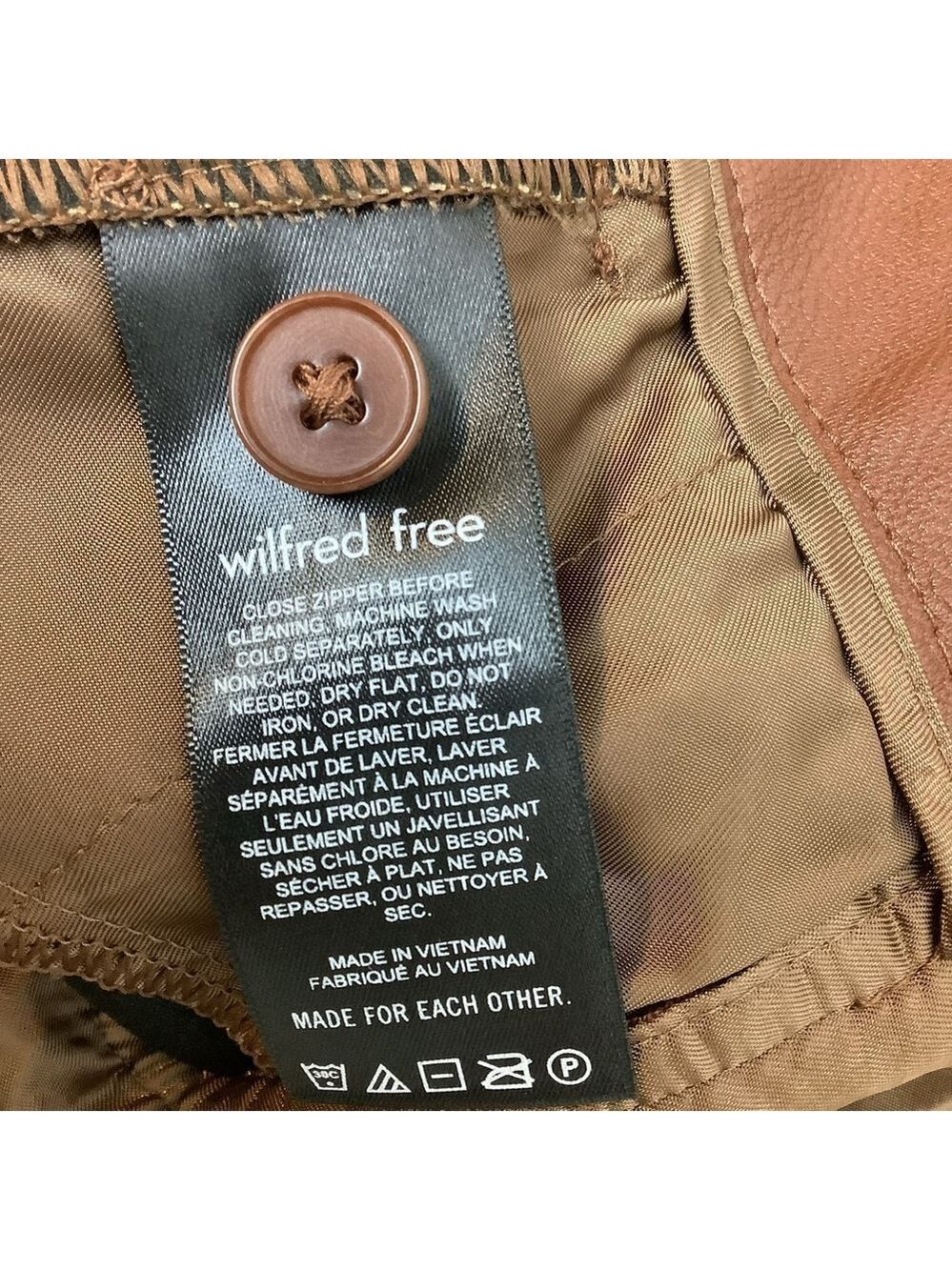 WILFRED ASCENDANT VEGAN LEATHER COGNAC PANTS 00 - Picture 12 of 12